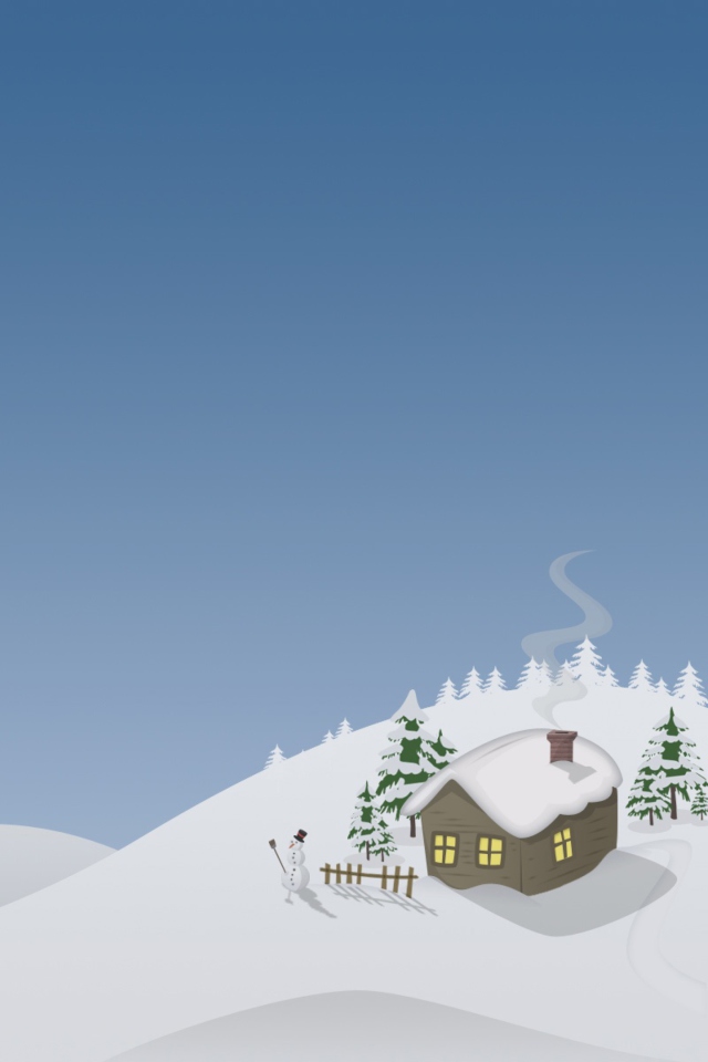 Fondo de pantalla Winter House Drawing 640x960