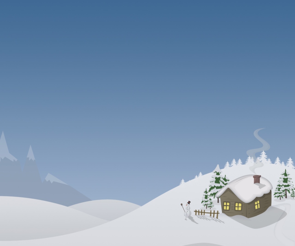 Winter House Drawing wallpaper 960x800