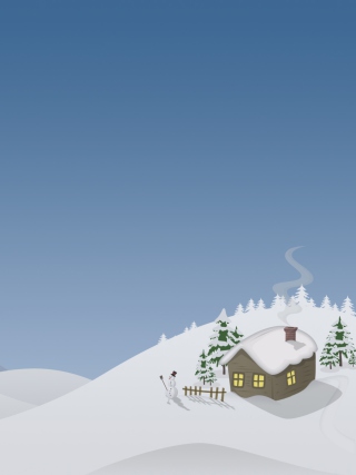 Winter House Drawing sfondi gratuiti per iPhone 4S
