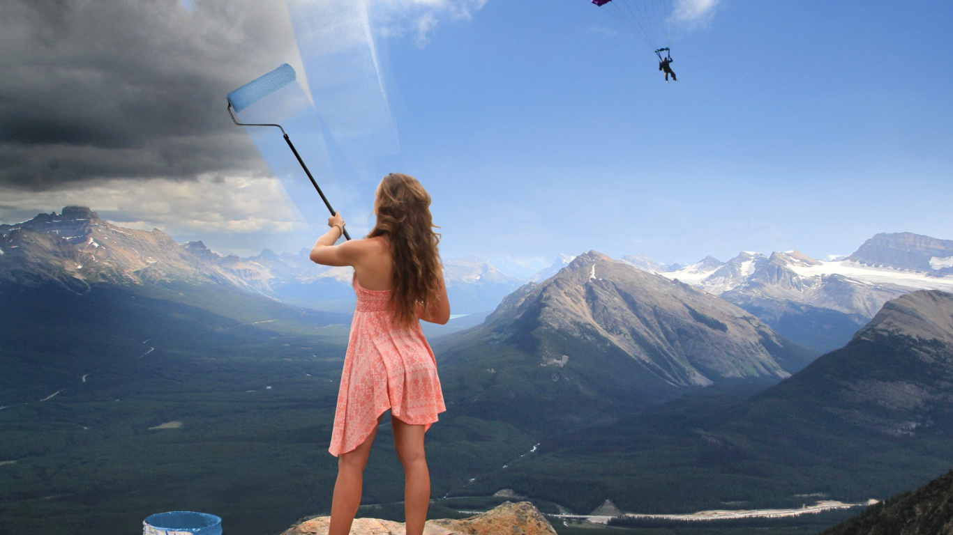 Обои Sky washing in mountains 1366x768