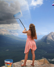 Das Sky washing in mountains Wallpaper 176x220