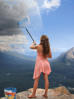Das Sky washing in mountains Wallpaper 240x320