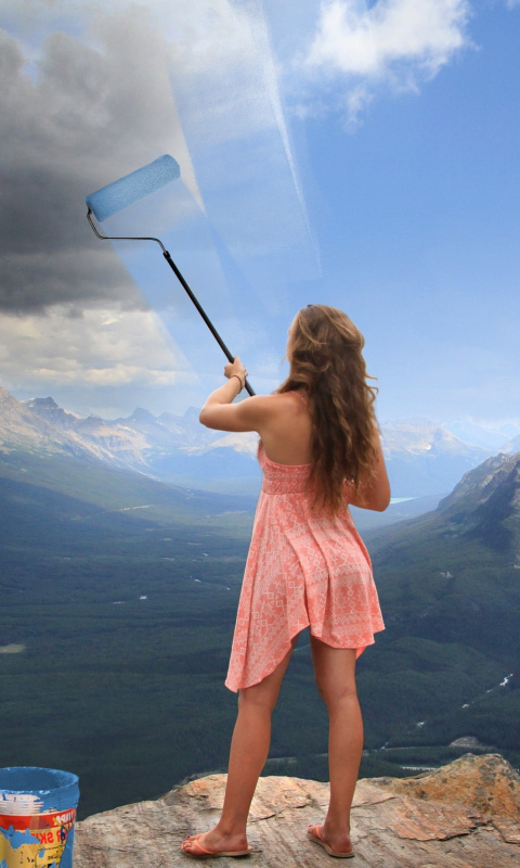 Das Sky washing in mountains Wallpaper 480x800