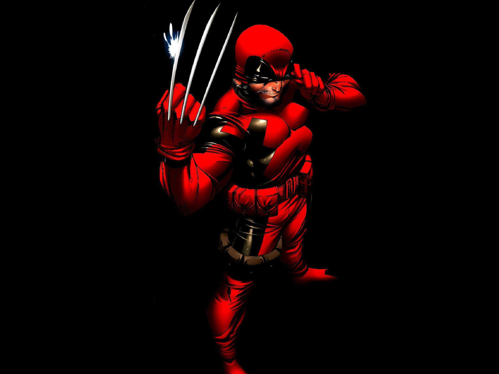 Wolverine in Red Costume wallpaper 1024x768
