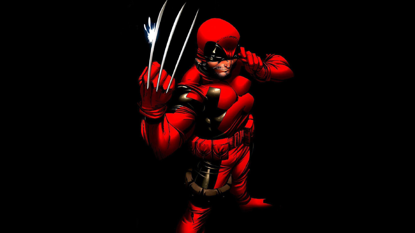 Обои Wolverine in Red Costume 1366x768