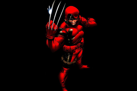Das Wolverine in Red Costume Wallpaper 480x320