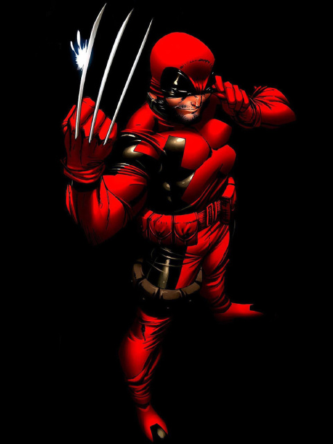 Wolverine in Red Costume wallpaper 480x640