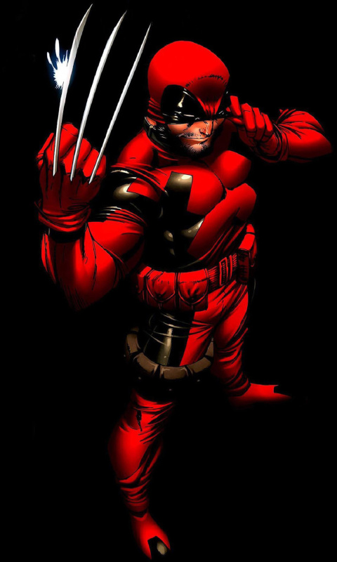 Wolverine in Red Costume wallpaper 480x800
