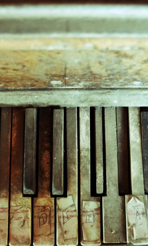 Обои Old Piano Keyboard 480x800