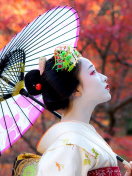 Japanese Girl with Umbrella wallpaper 132x176