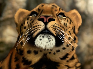 Das Leopard Art Picture Wallpaper 320x240