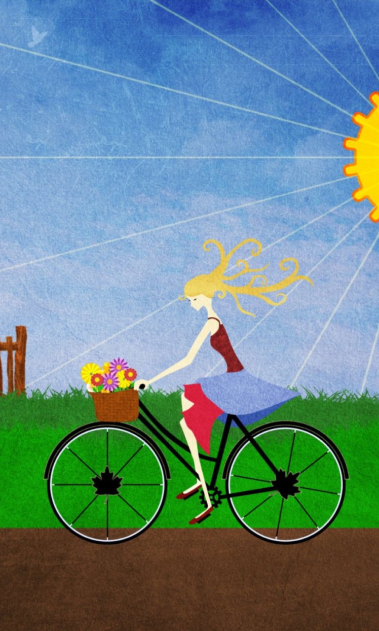 Fondo de pantalla Her Bicycle 768x1280