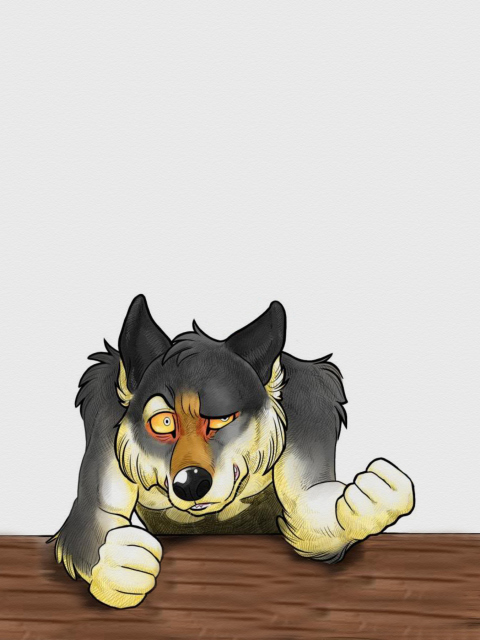 Das Angry Wolf Drawing Wallpaper 480x640