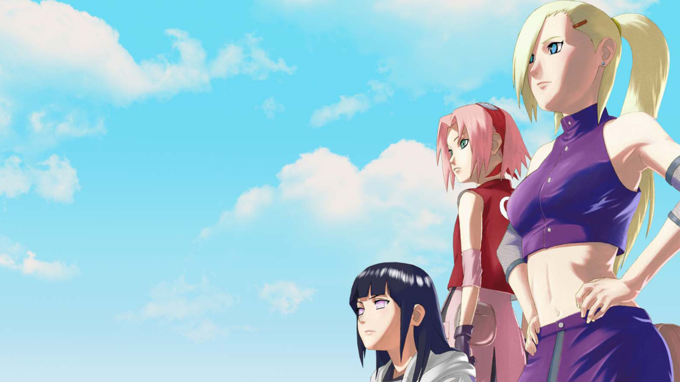 Screenshot №1 pro téma Naruto Girls - Sakura and Hinata Hyuga 1366x768