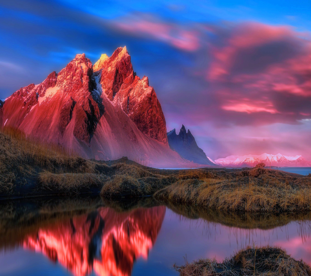 Das Beautiful Red Sunset Landscape Wallpaper 1080x960