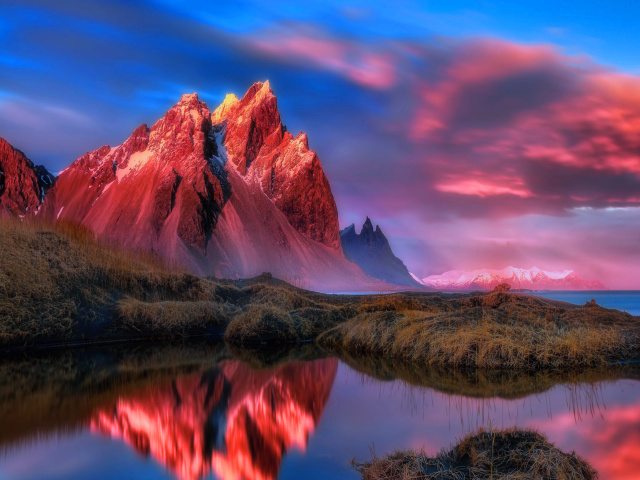Das Beautiful Red Sunset Landscape Wallpaper 640x480