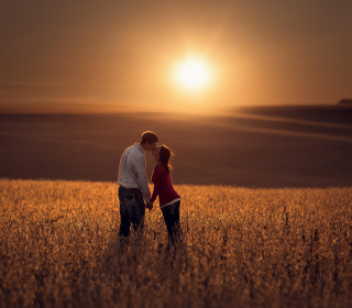 Free Couple Kissing In Field Picture for iPad mini