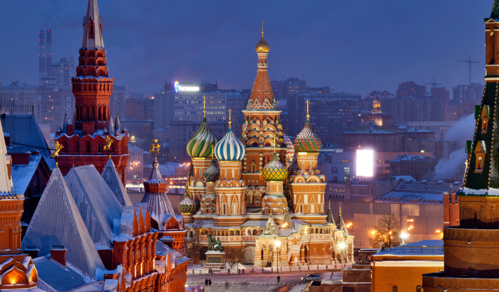 Moscow Winter cityscape wallpaper 1024x600