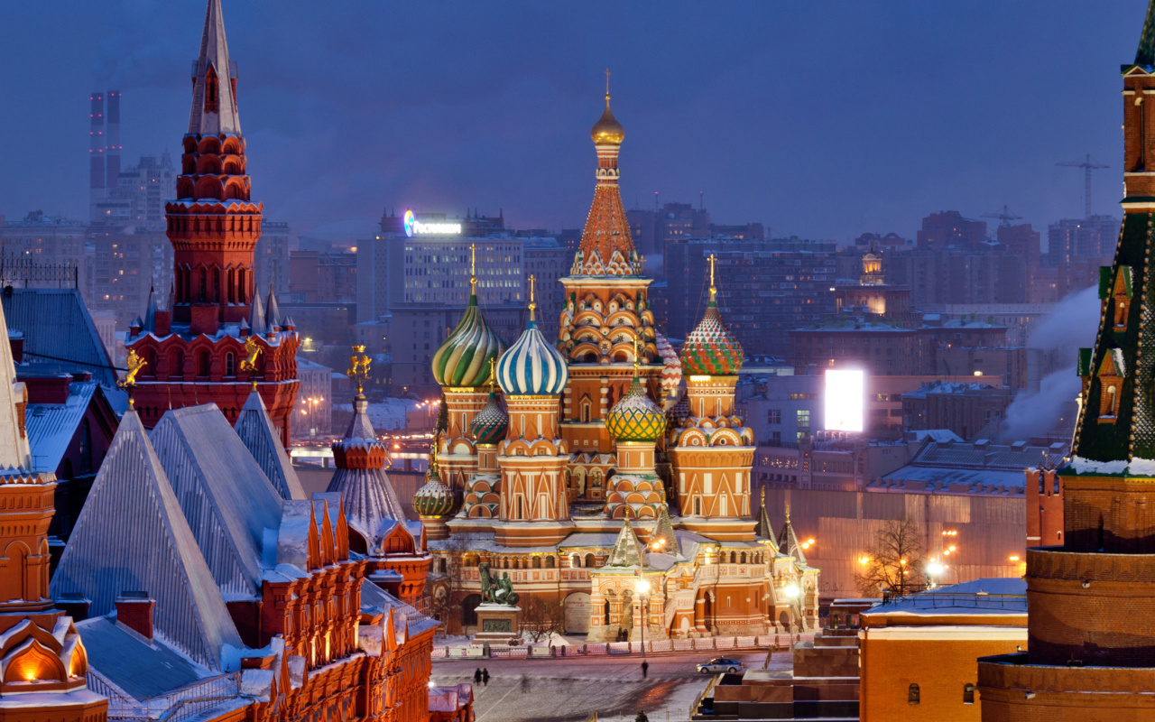 Das Moscow Winter cityscape Wallpaper 1280x800