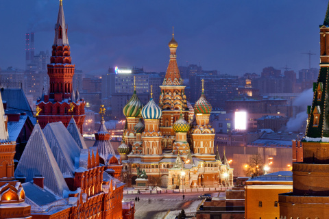 Moscow Winter cityscape wallpaper 480x320
