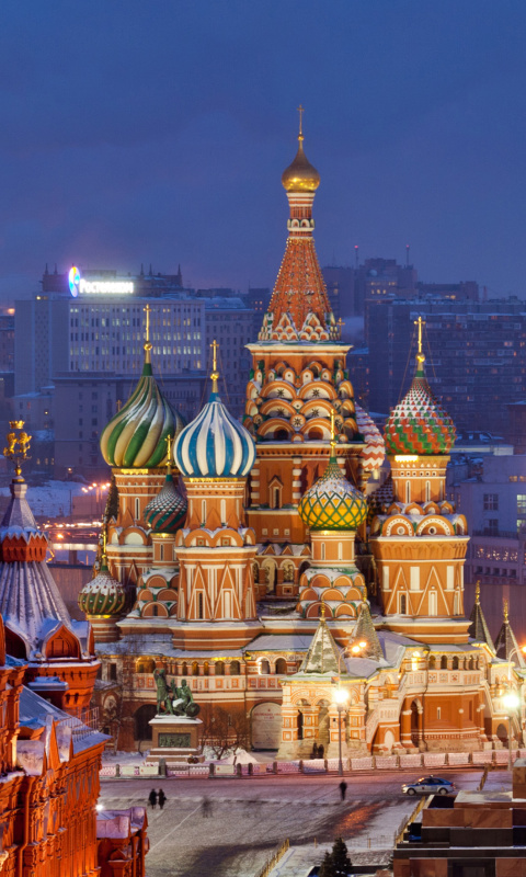 Moscow Winter cityscape wallpaper 480x800