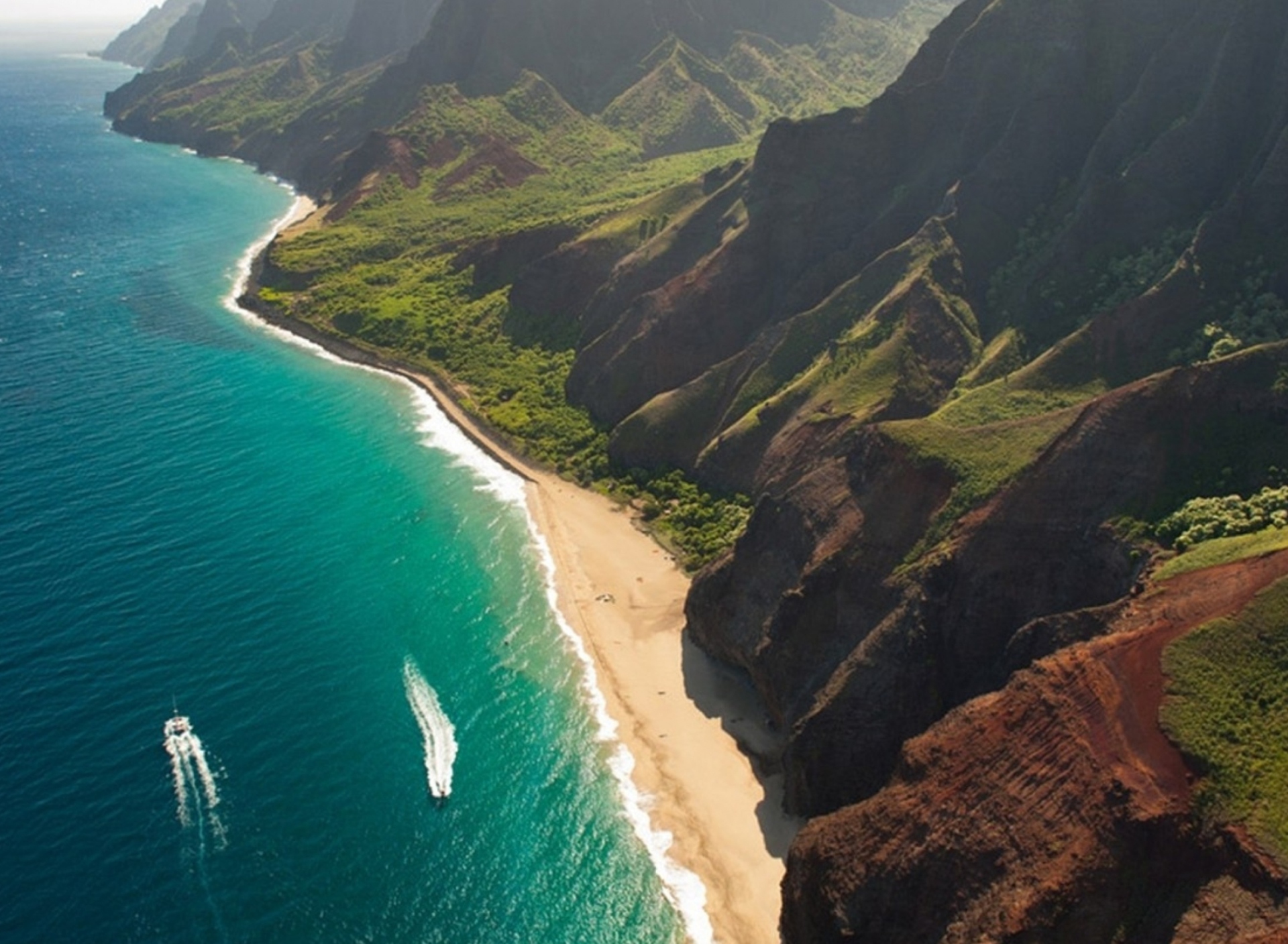 Sfondi Cliffs Ocean Kauai Beach Hawai 1920x1408
