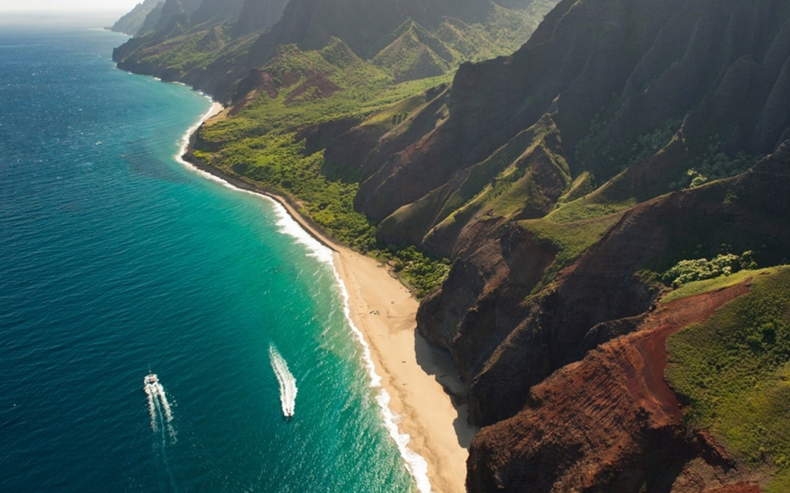 Cliffs Ocean Kauai Beach Hawai wallpaper 2560x1600