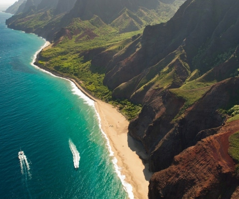Обои Cliffs Ocean Kauai Beach Hawai 480x400