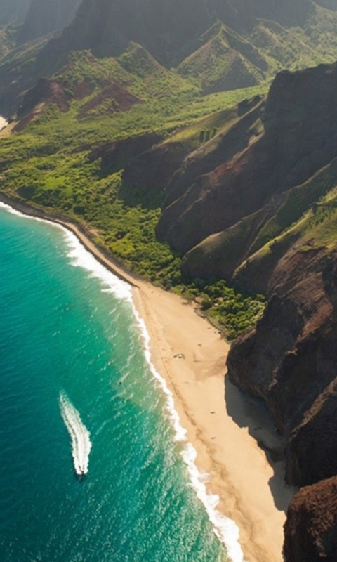 Cliffs Ocean Kauai Beach Hawai wallpaper 480x800