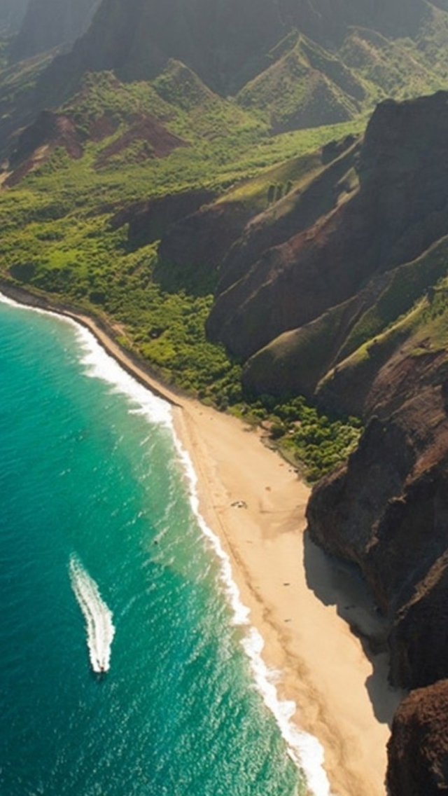 Das Cliffs Ocean Kauai Beach Hawai Wallpaper 640x1136