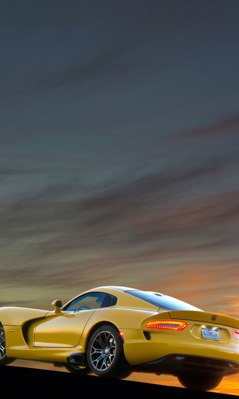 Yellow SRT Viper Rear Angle wallpaper 480x800