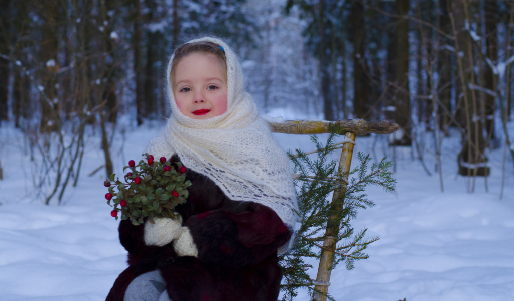 Little Girl In Winter Outfit wallpaper 1024x600