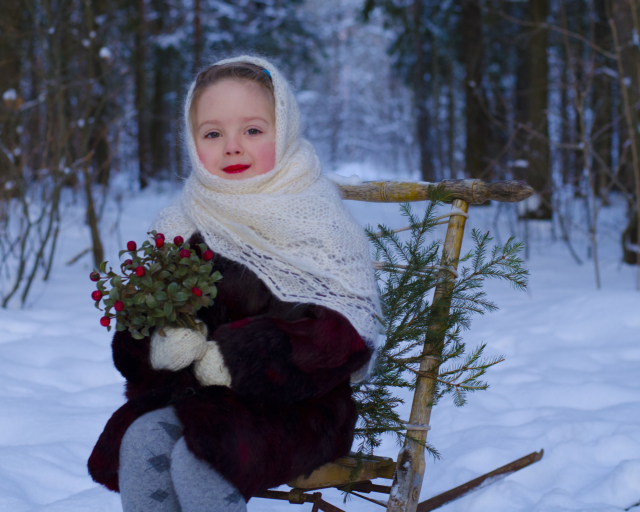 Das Little Girl In Winter Outfit Wallpaper 1280x1024
