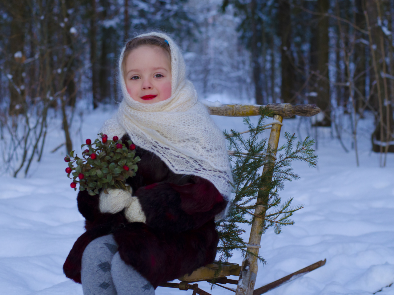 Das Little Girl In Winter Outfit Wallpaper 1280x960