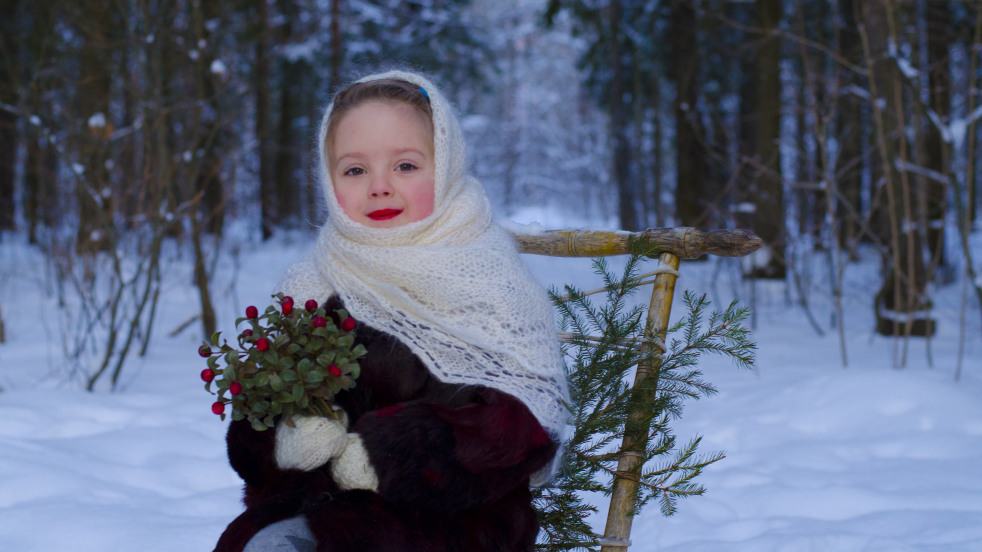 Little Girl In Winter Outfit wallpaper 1920x1080