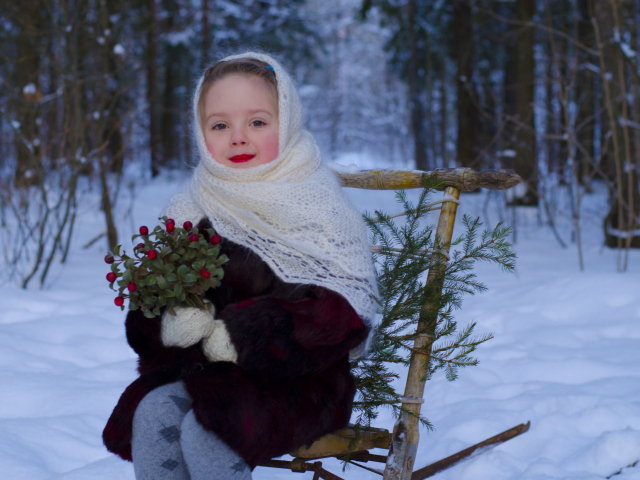 Little Girl In Winter Outfit wallpaper 640x480