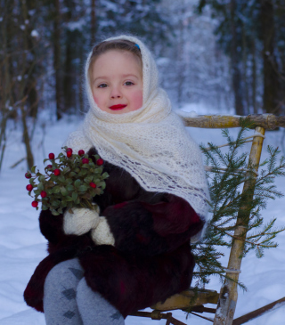 Little Girl In Winter Outfit papel de parede para celular para iPhone 4S