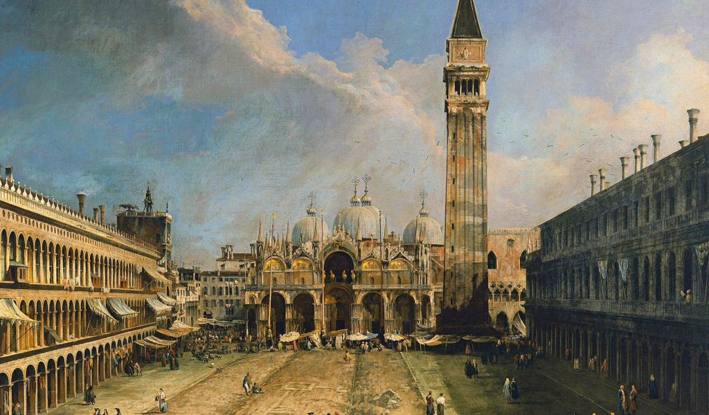 Piazza San Marco in Venice Postcard wallpaper 1024x600