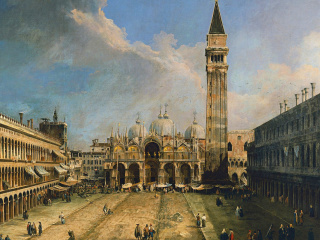 Обои Piazza San Marco in Venice Postcard 320x240