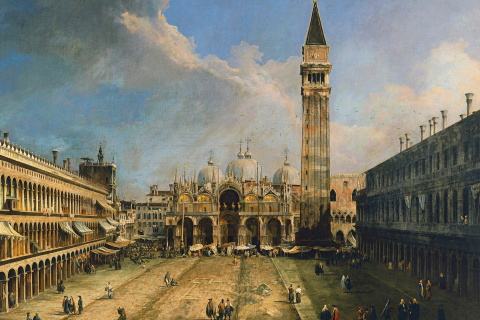Обои Piazza San Marco in Venice Postcard 480x320