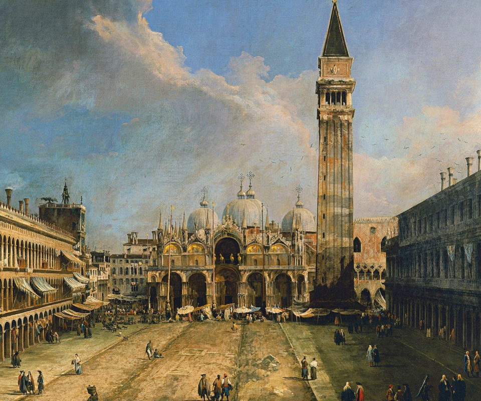 Das Piazza San Marco in Venice Postcard Wallpaper 960x800