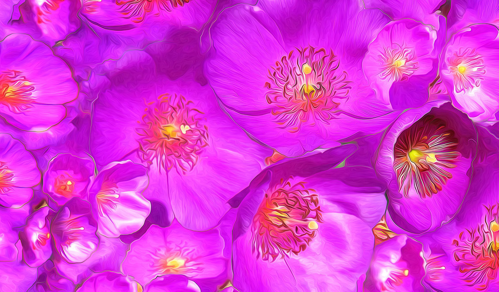 Drawn Purple Flowers wallpaper 1024x600