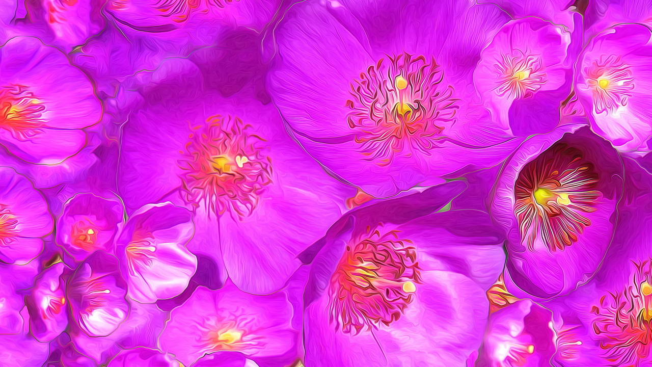 Das Drawn Purple Flowers Wallpaper 1280x720