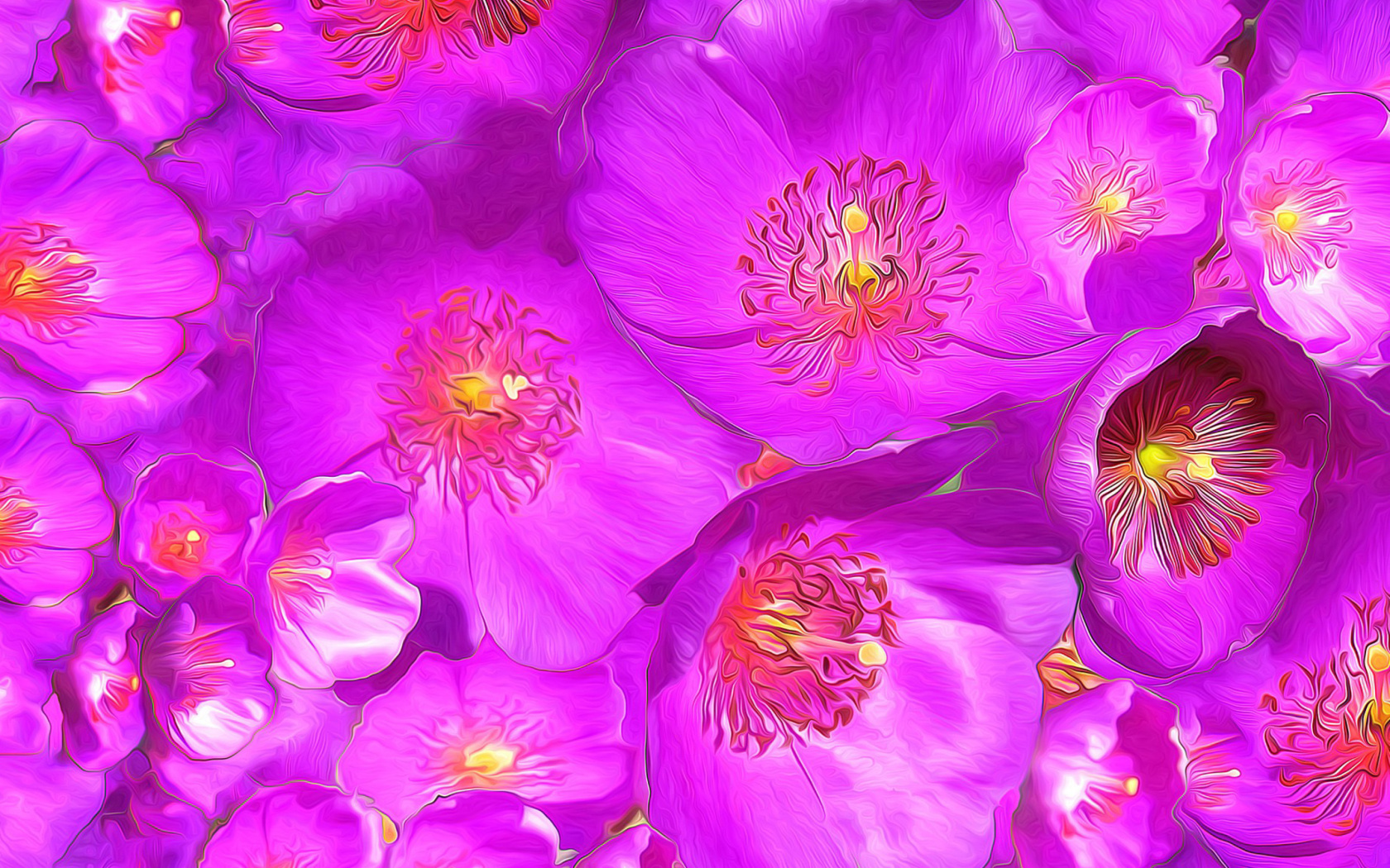 Das Drawn Purple Flowers Wallpaper 1680x1050