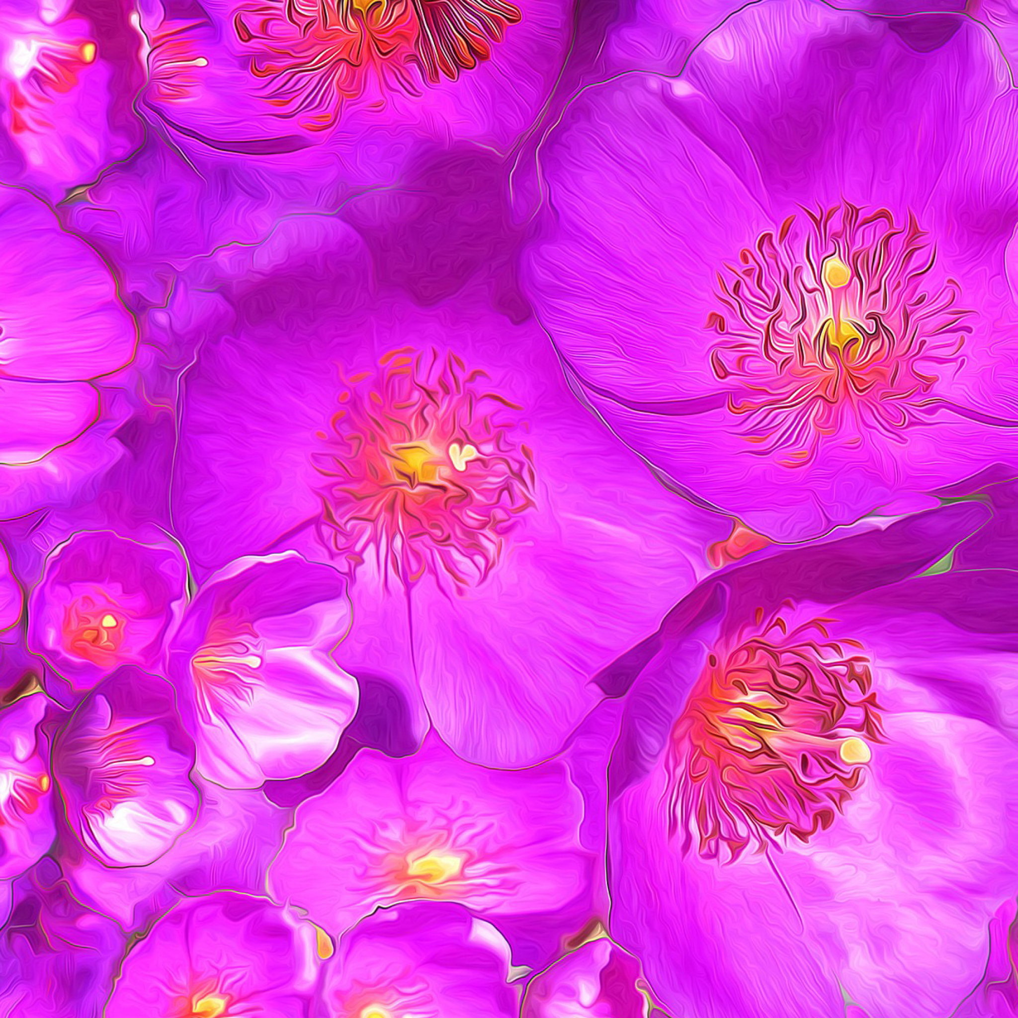 Sfondi Drawn Purple Flowers 2048x2048