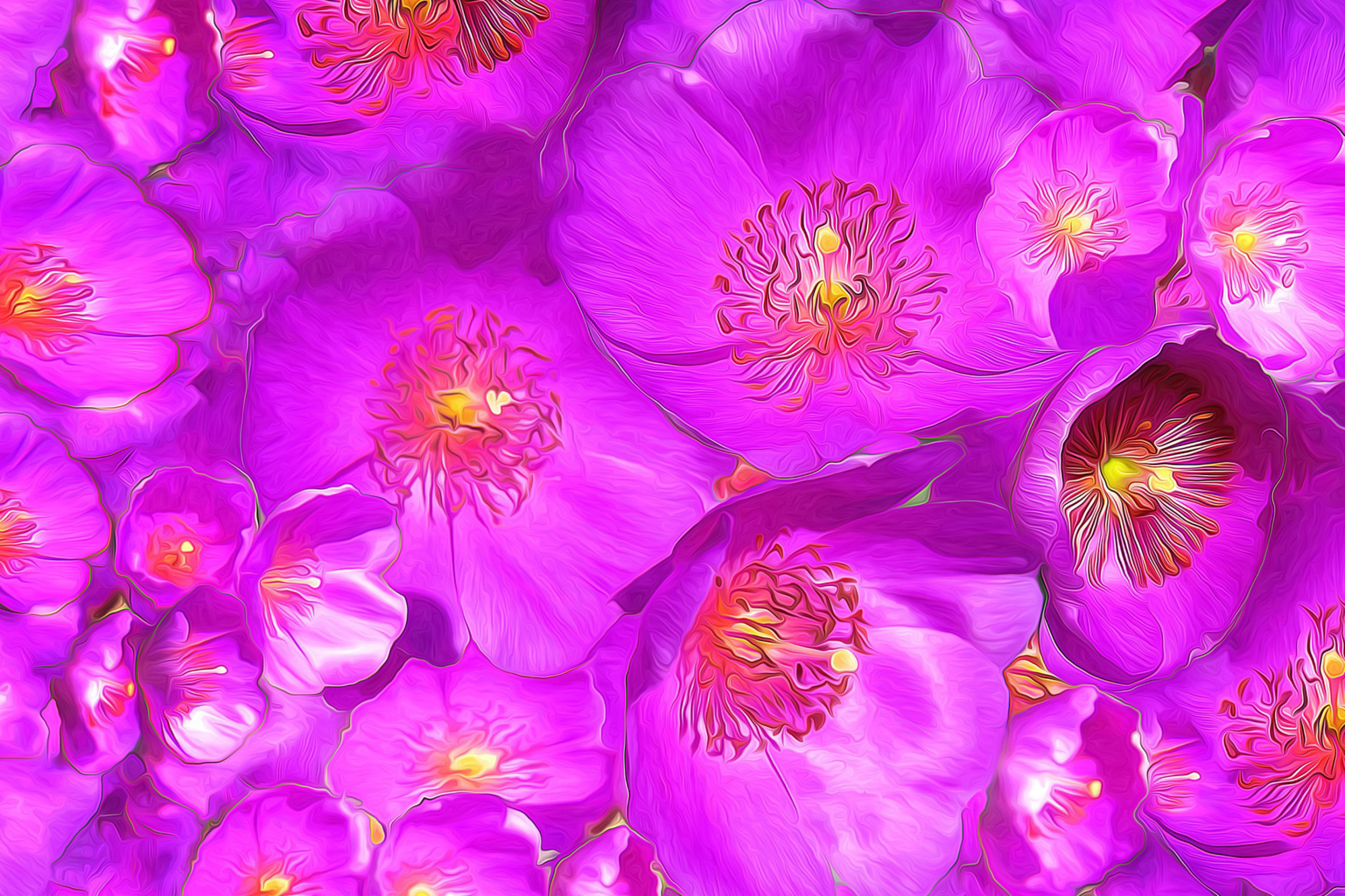 Fondo de pantalla Drawn Purple Flowers 2880x1920