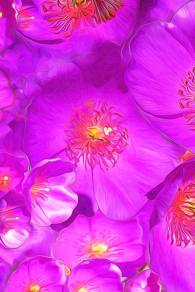 Обои Drawn Purple Flowers 640x960