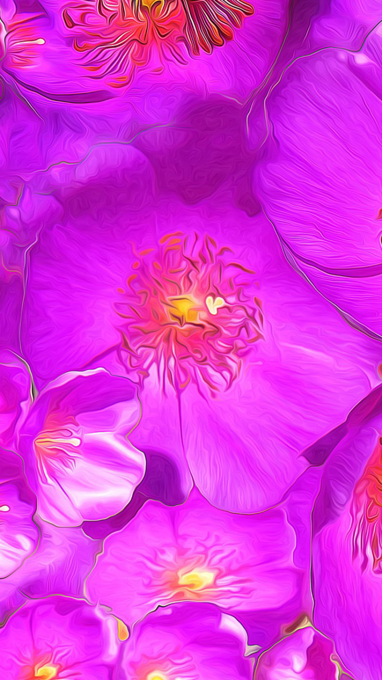 Screenshot №1 pro téma Drawn Purple Flowers 750x1334