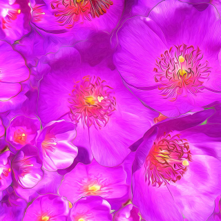 Drawn Purple Flowers - Obrázkek zdarma pro 208x208