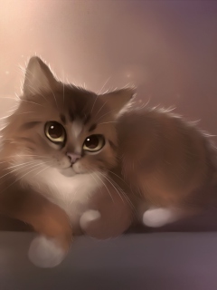 Fondo de pantalla Good Kitty Painting 240x320